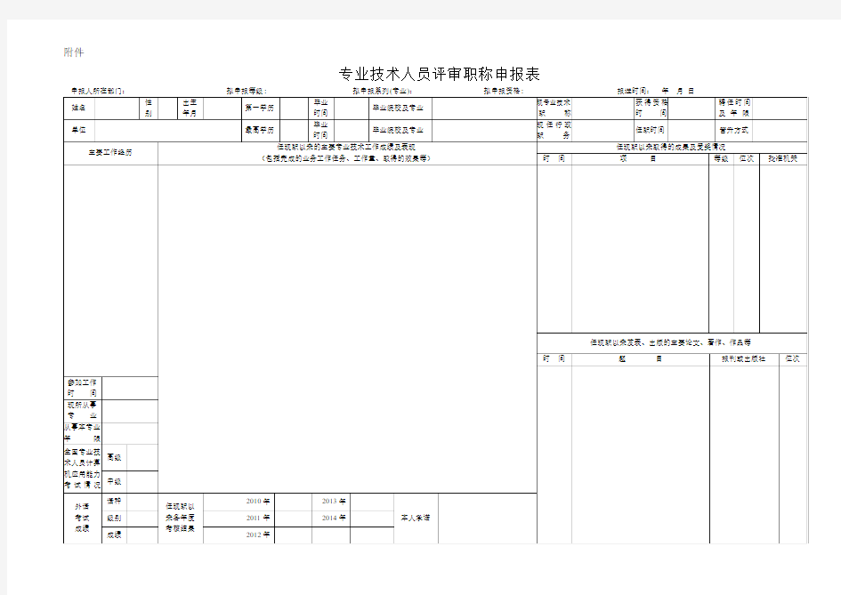 专业技术人员评审职称申报表