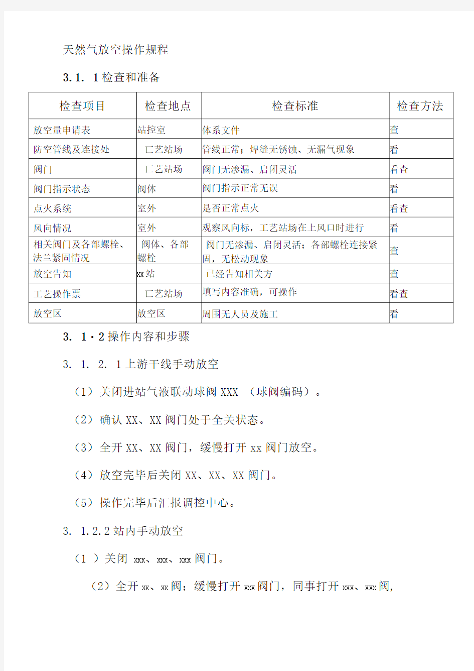 天然气放空操作规程