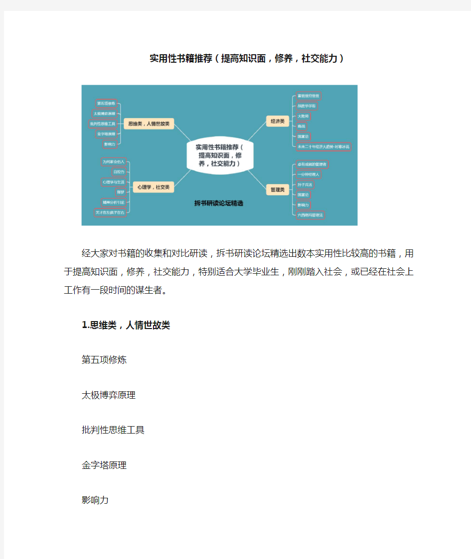 实用性书籍推荐(提高知识面,修养,社交能力)