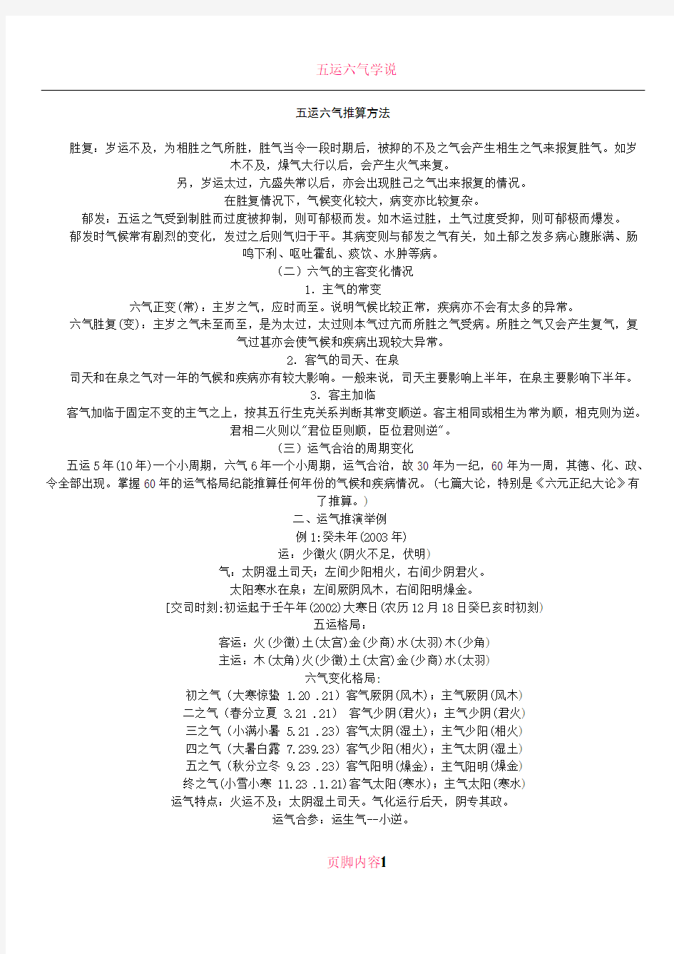 五运六气推算方法