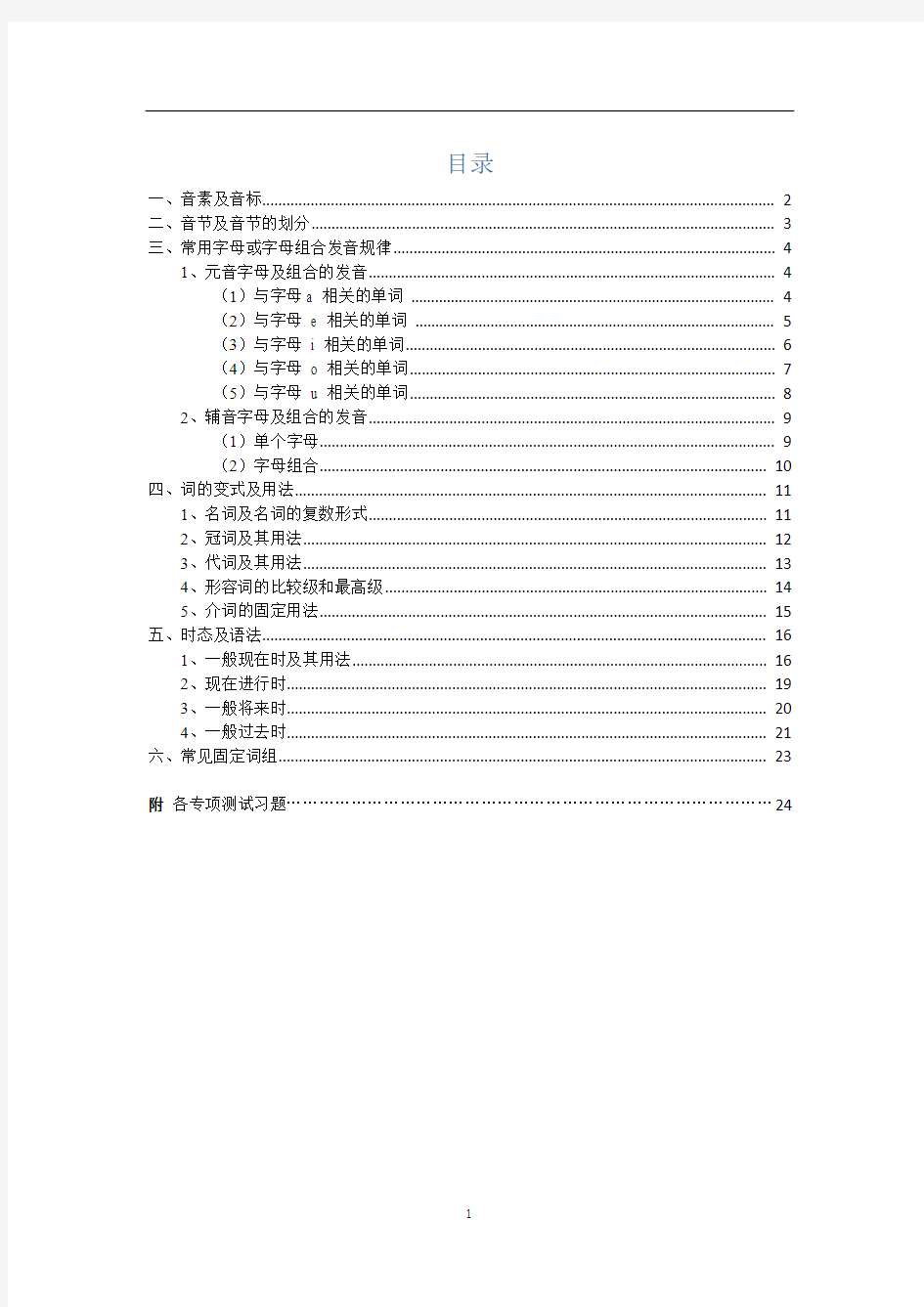 (完整版)人教版小学英语语法知识点汇总