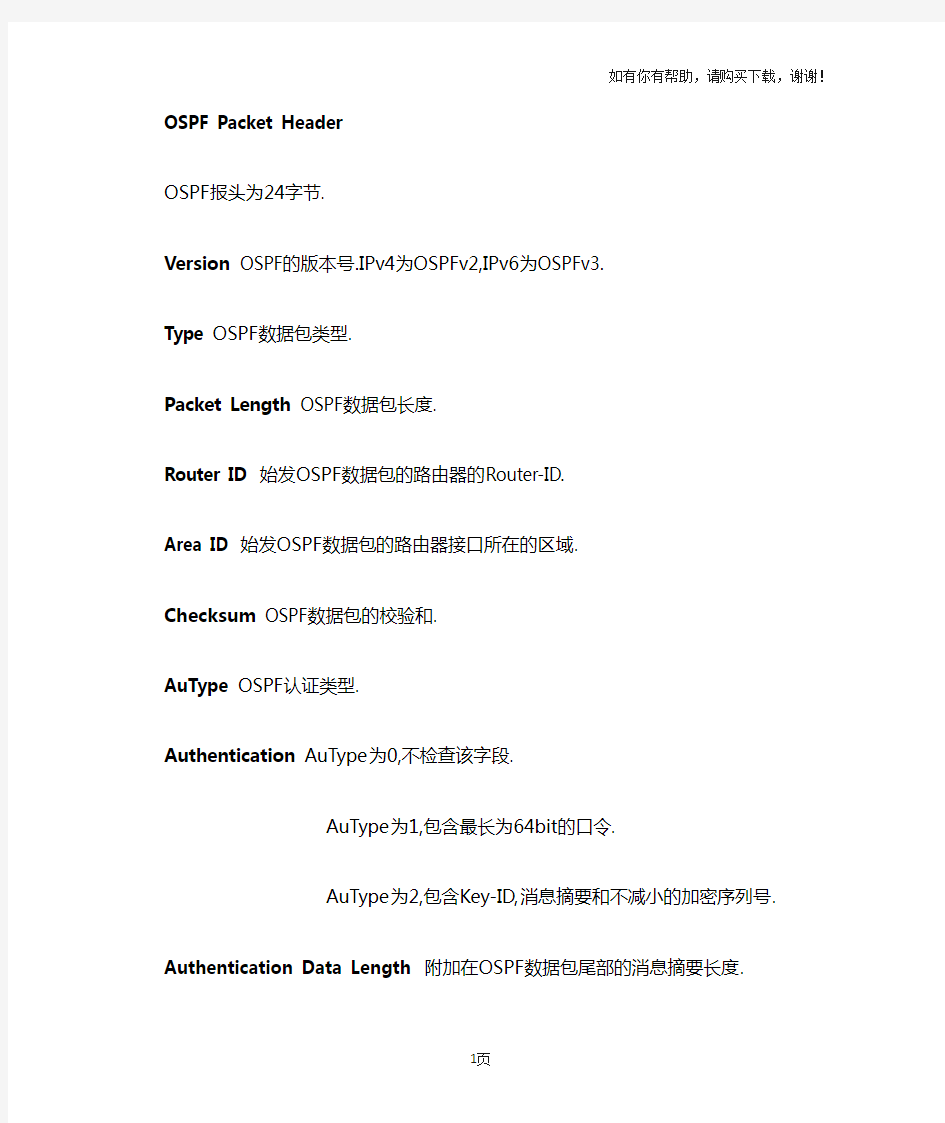 OSPF各种数据包结构解析