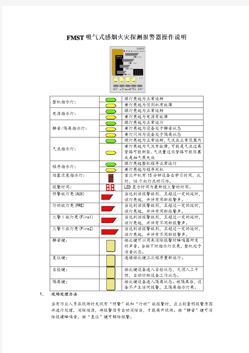 FMST吸气式感烟火灾探测报警器操作说明1