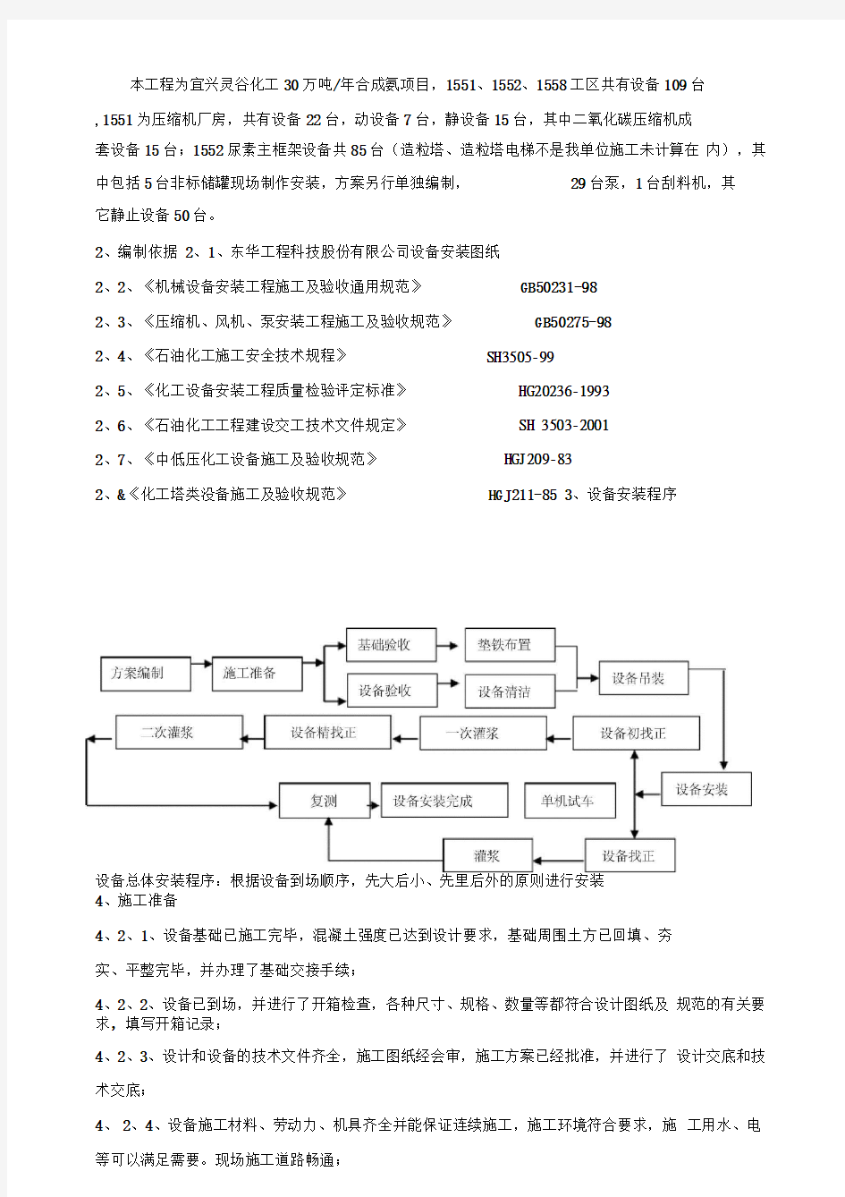 化工设备安装方案