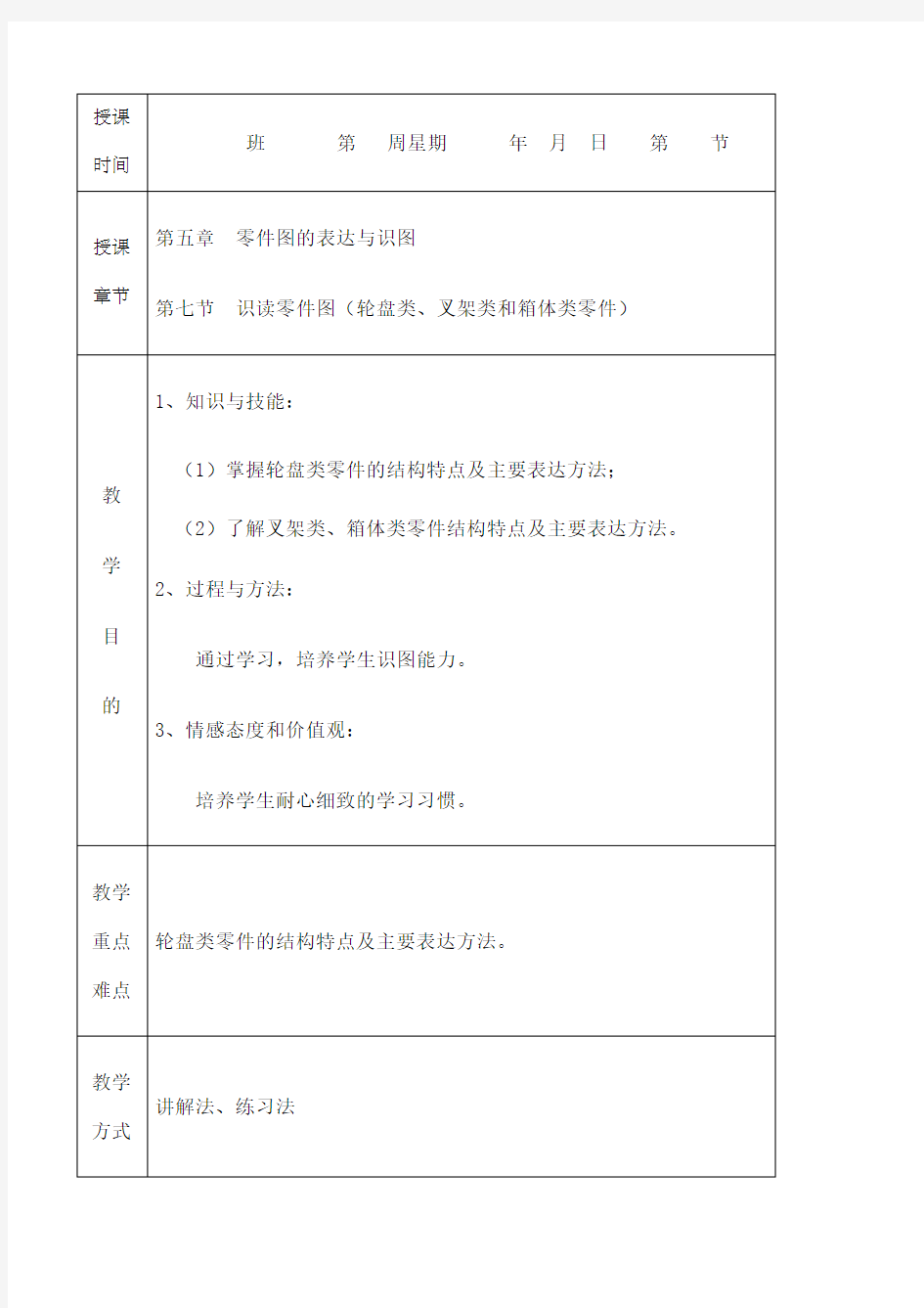 机械制图零件图的表达与识图识读零件图轮盘类叉架类和箱体类零件