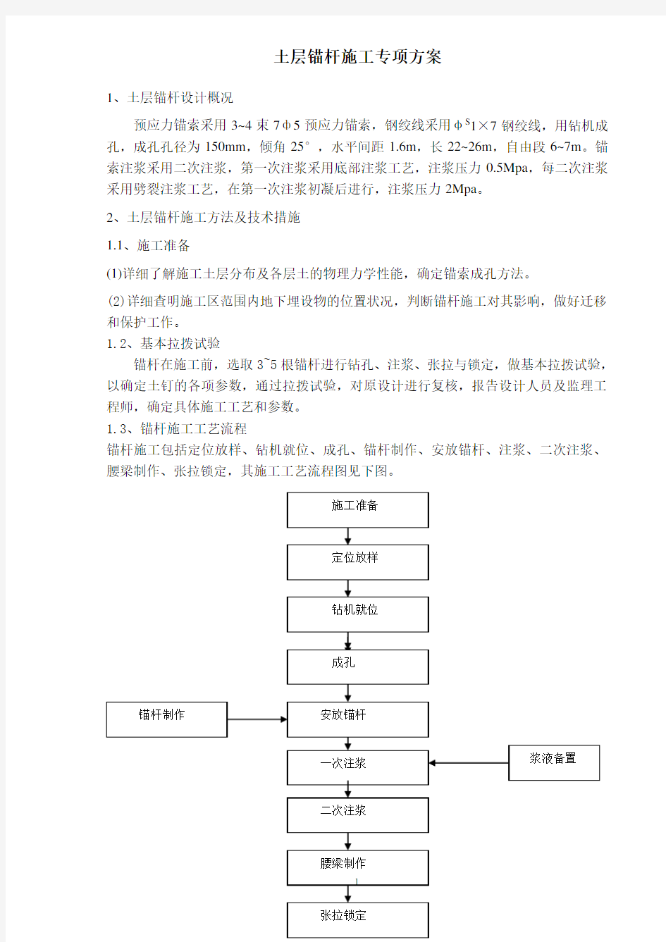 土层锚杆方案