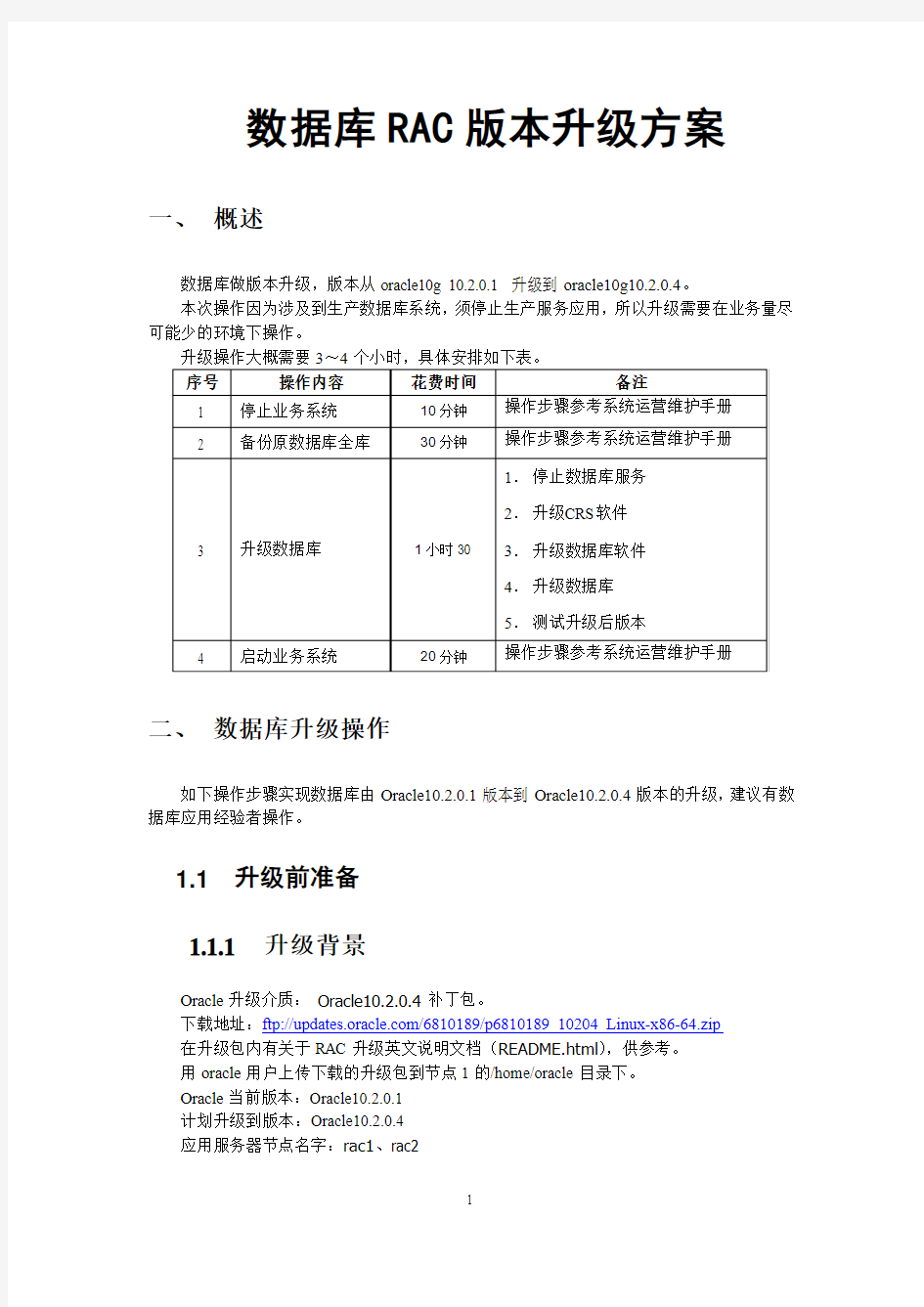 Oracle RAC 10.2.0.1升级到10.2.0.4-安装配置参考手册