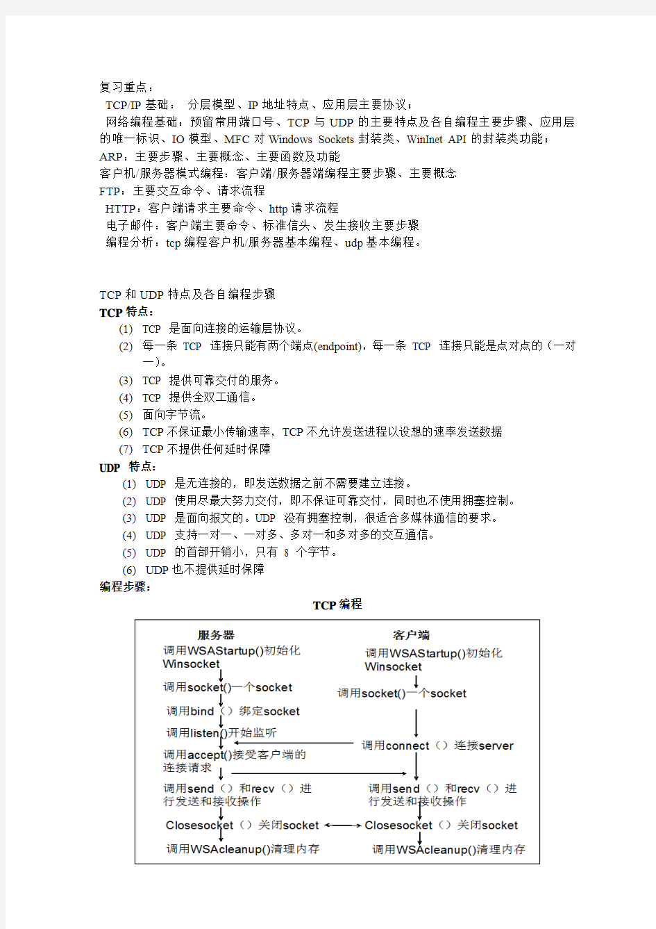 武汉理工大学TCPIP及网络编程复习重点
