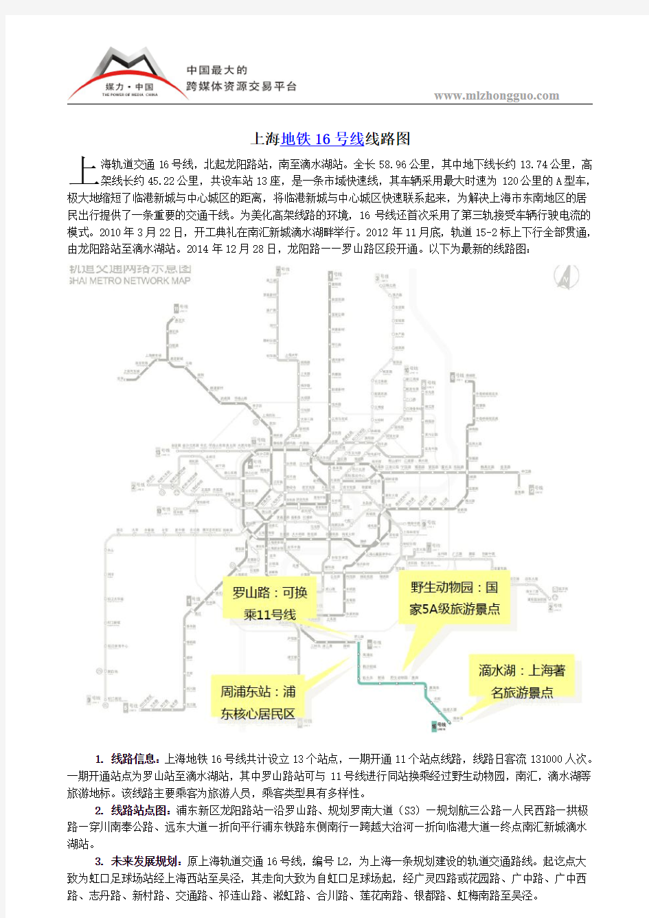 上海地铁16号线线路图
