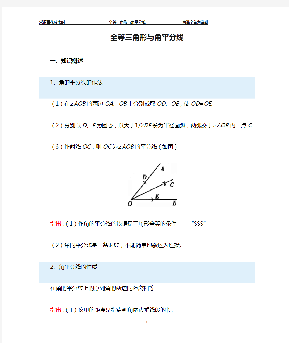 全等三角形与角平分线经典题型