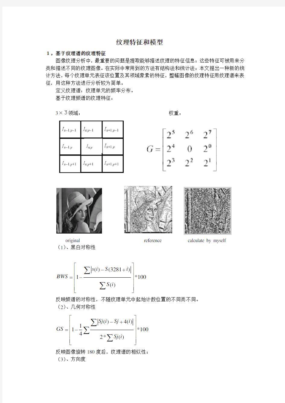 图像处理和识别中的纹理特征和模型