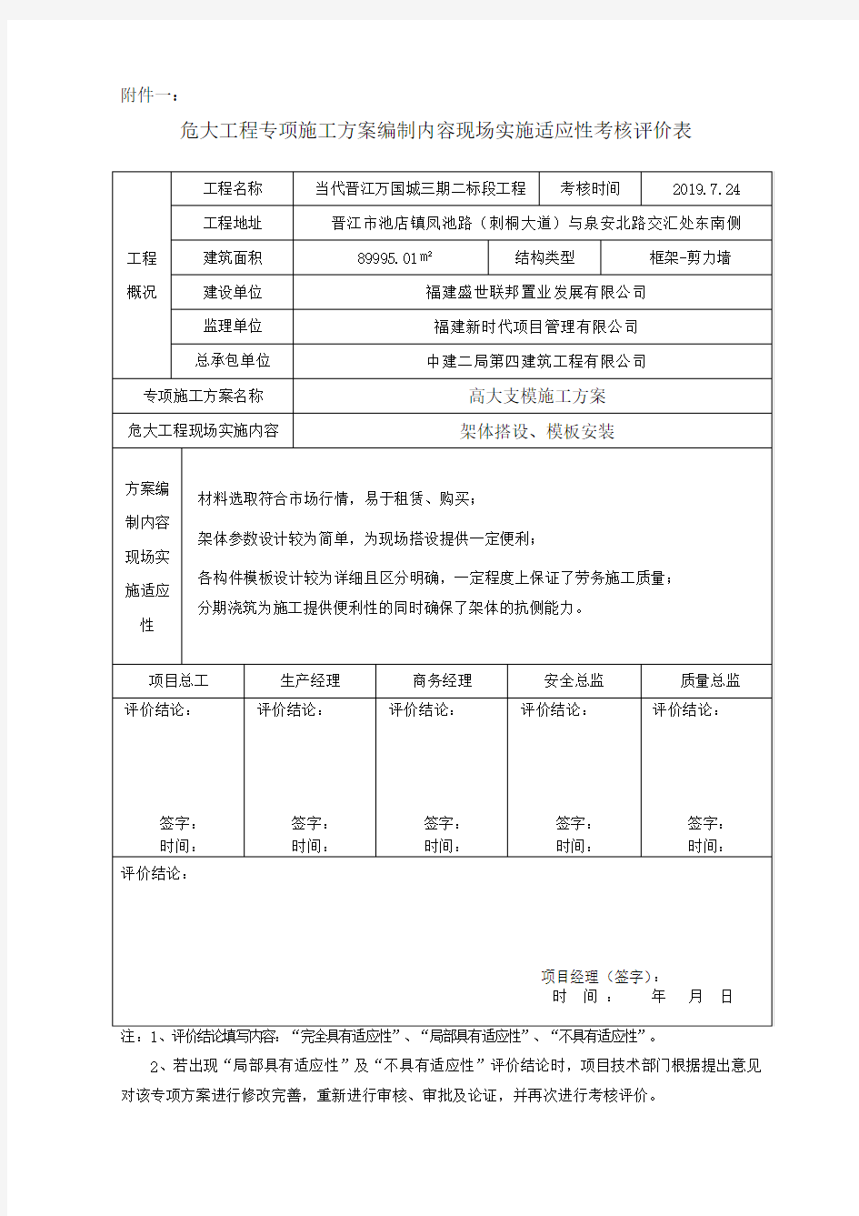 中建二局科技管理能力提升方案(符合性及适应性,高大支模)1