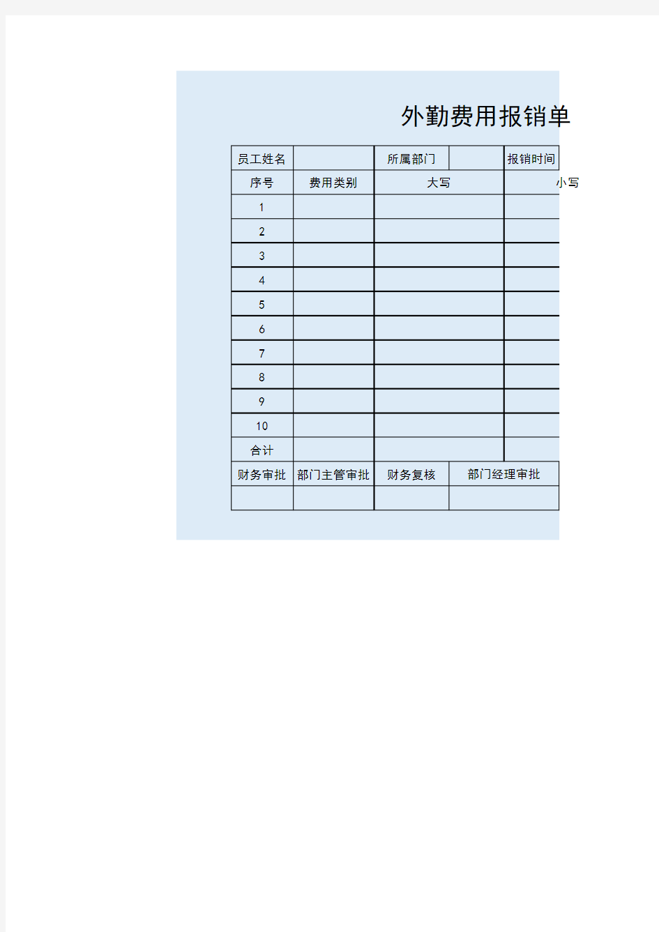 费用报销统计表-6(常用Excel模板)