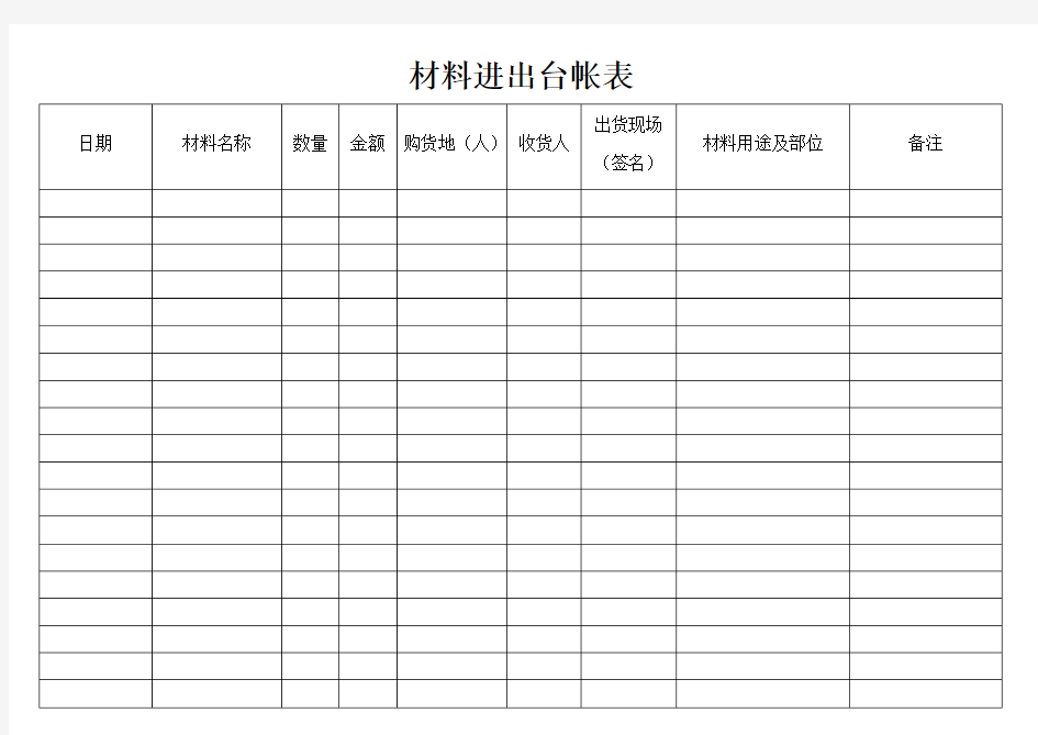 材料进出台帐表