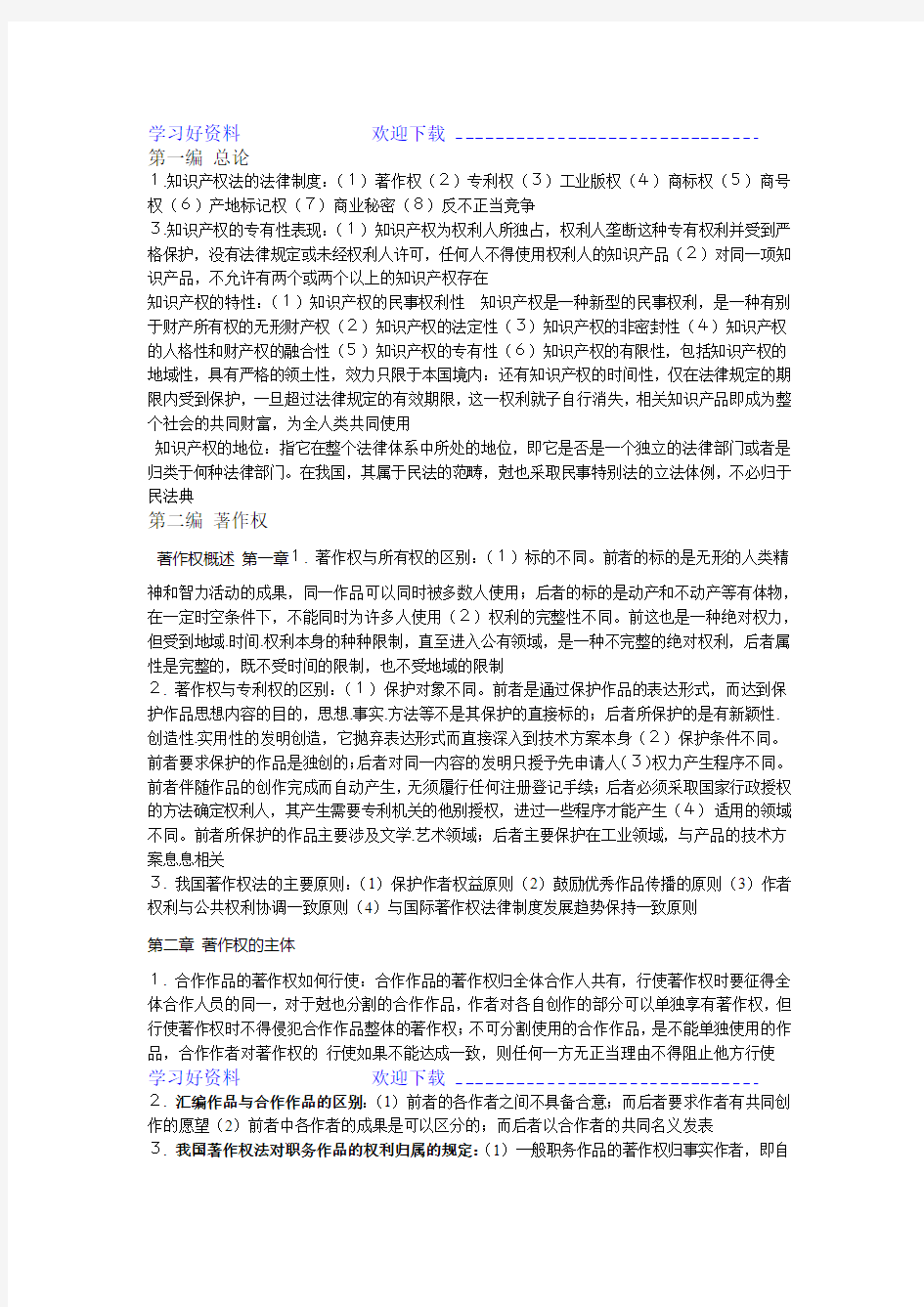 知识产权法答案名词解释简答论述