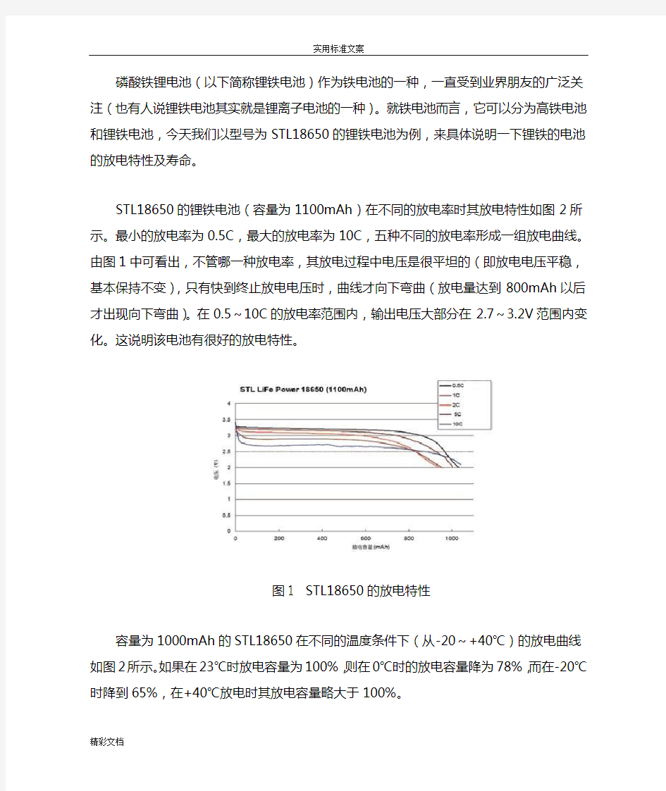 磷酸铁锂电池地放电特性及寿命