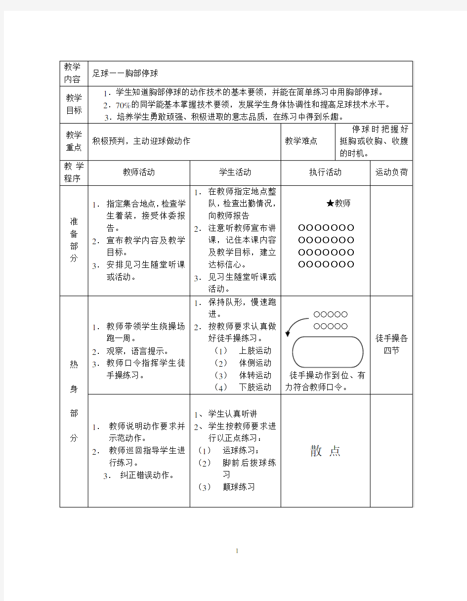 足球胸部停球技术