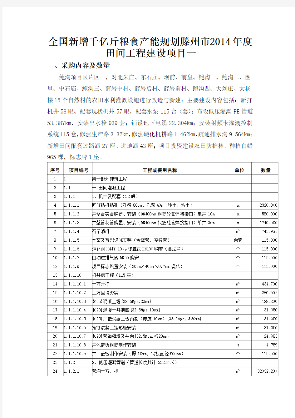 田间工程建设项目一