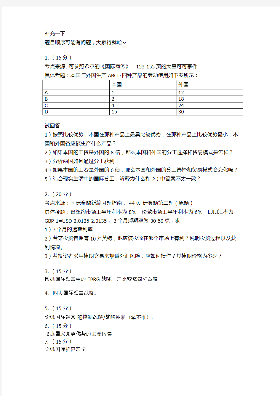 2011复旦国际商务硕士真题