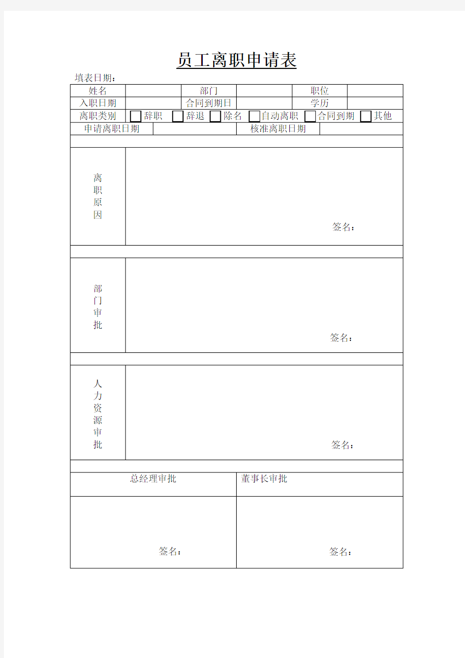 辞职书