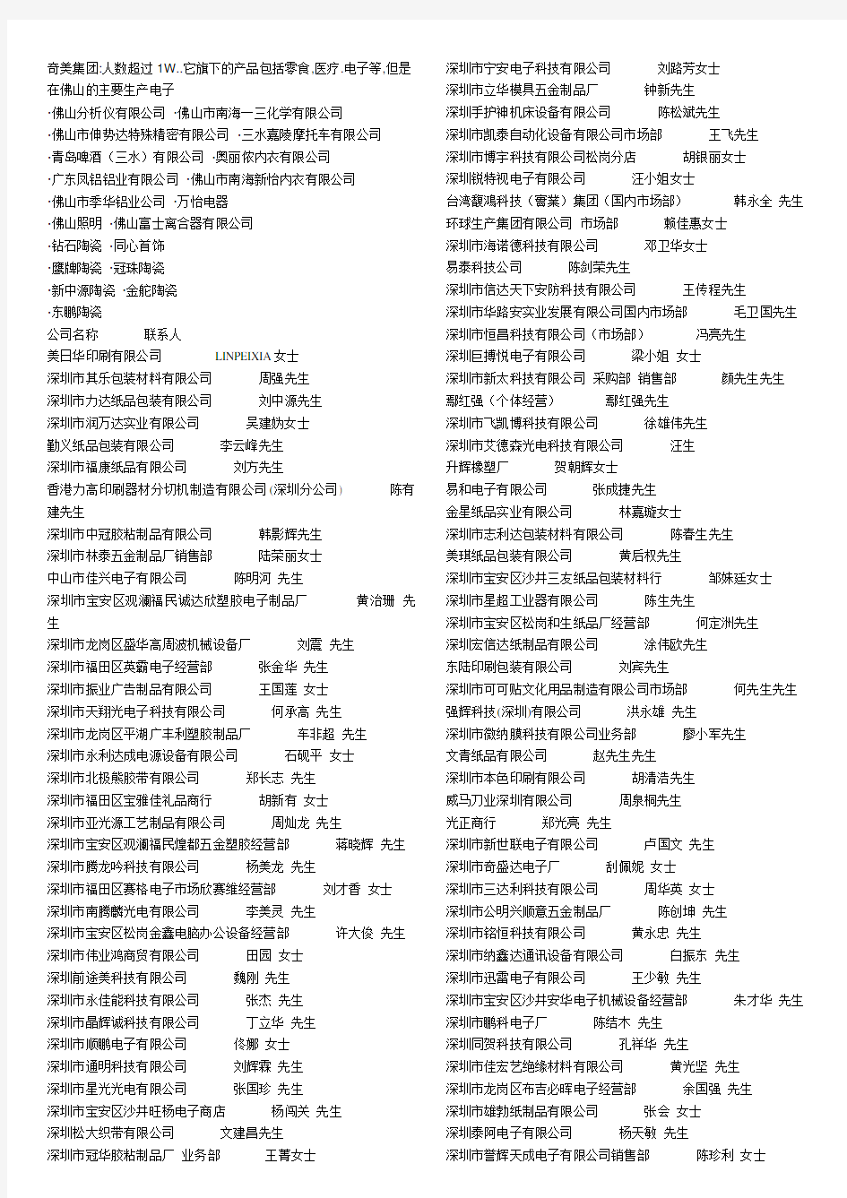 深圳企业名录