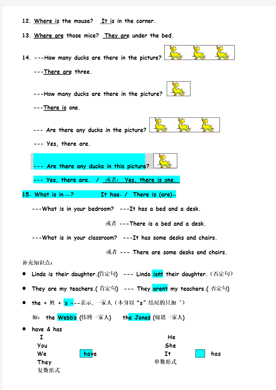 三年级下册英语重点句型总结(1)