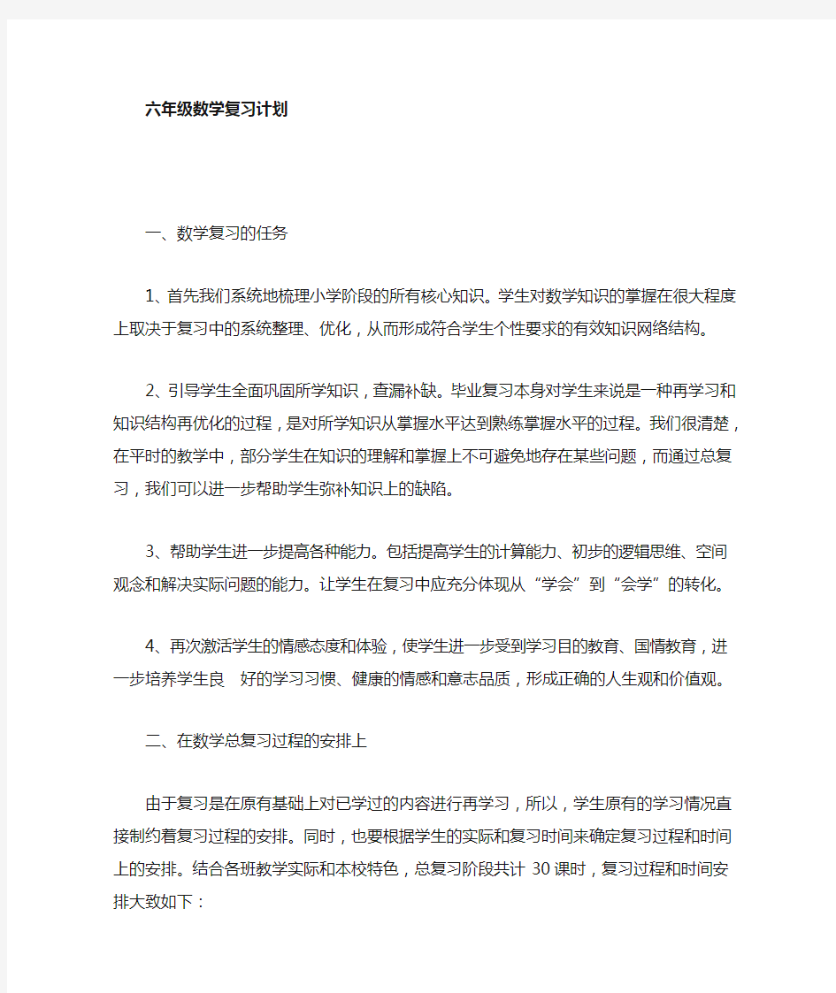 数学复习计划