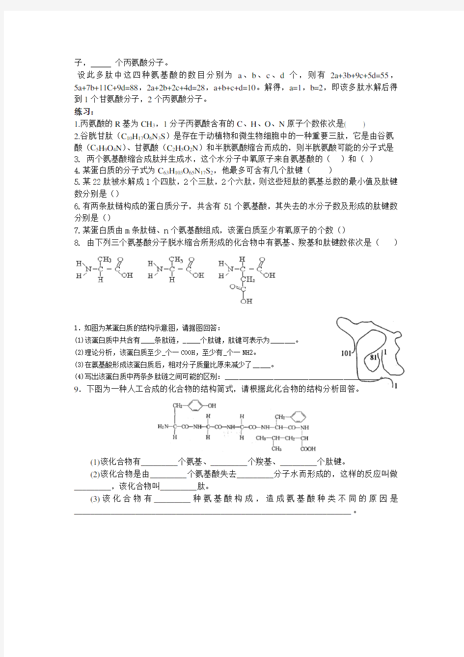 蛋白质计算练习题