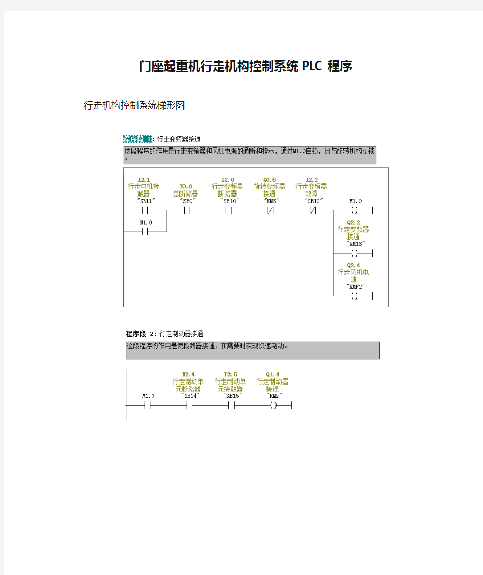 门座起重机行走机构控制系统PLC程序