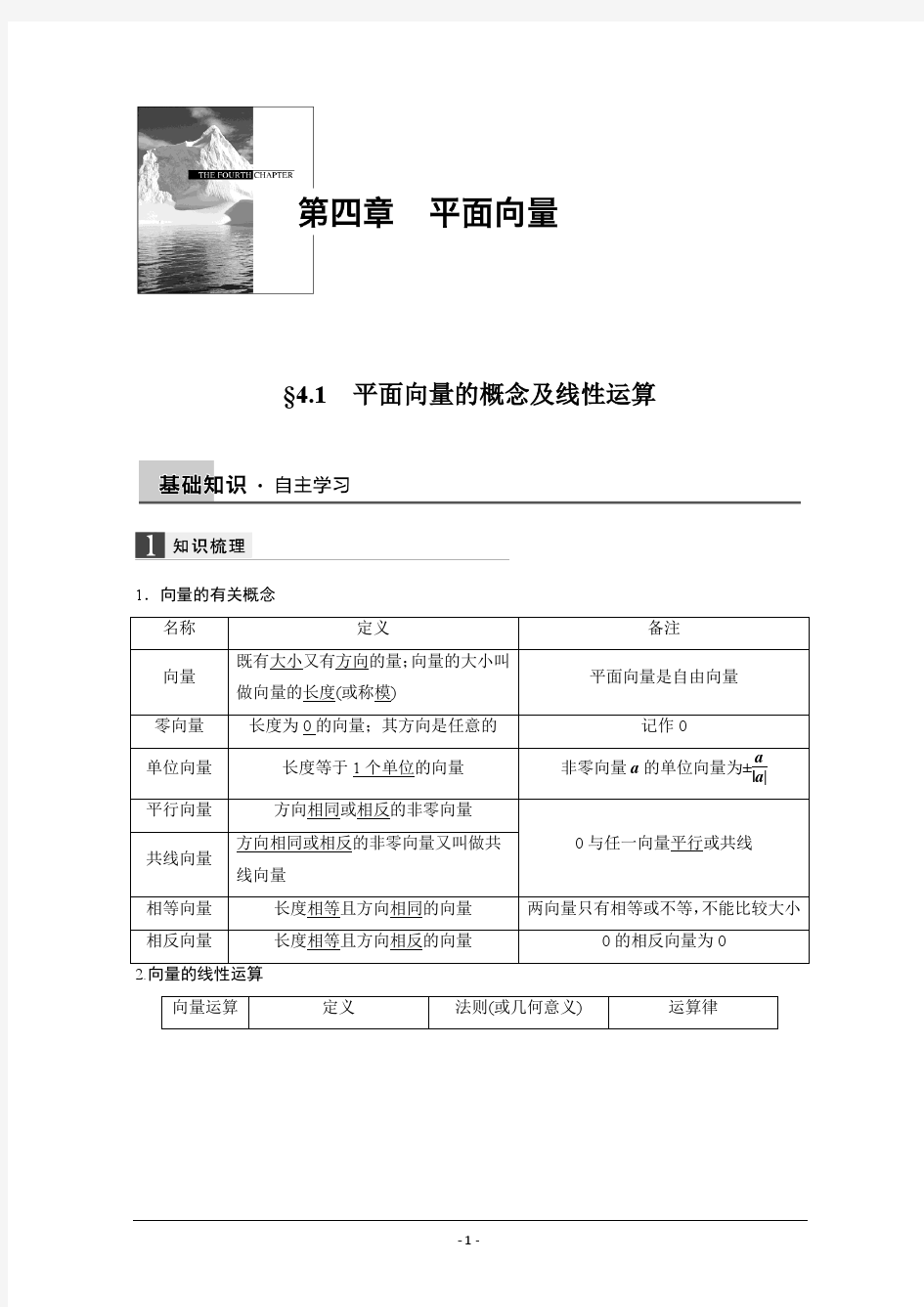 2016届《新步步高》一轮复习数学理科(浙江专用)知识梳理 第四章 平面向量4.1