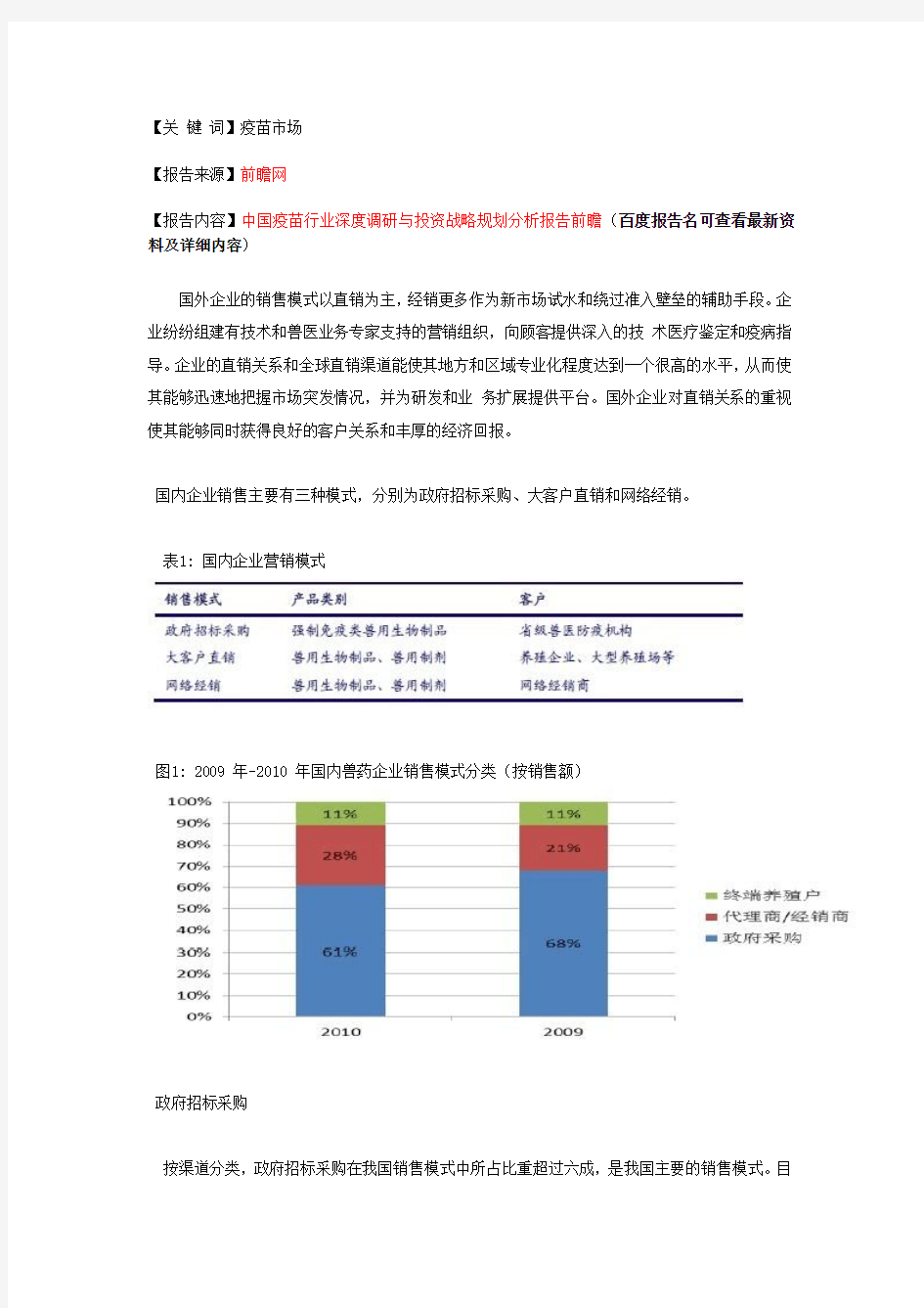 国内外疫苗行业发展模式分析