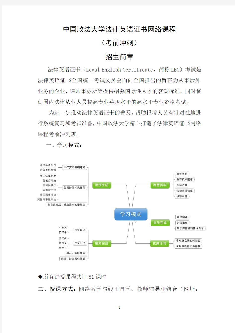 中国政法大学法律英语证书网络课程