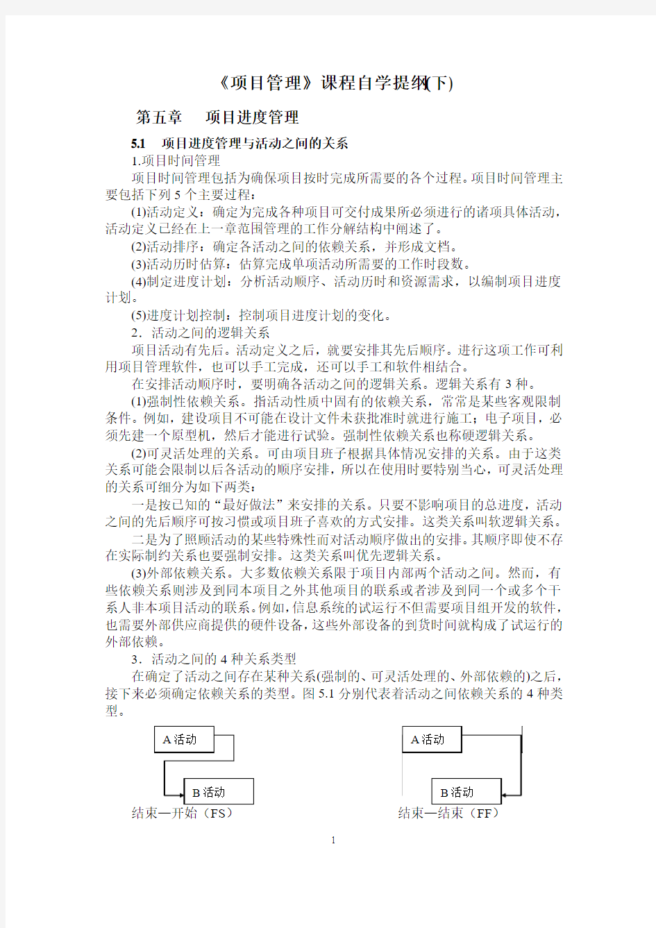 《项目管理》课程自学提纲(下)