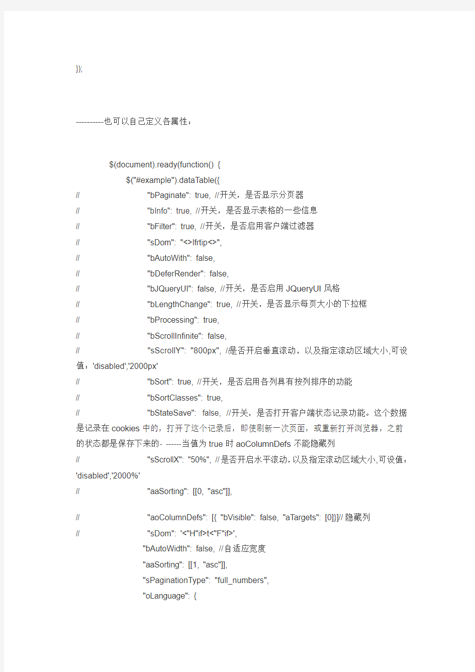 使用jquery dataTable