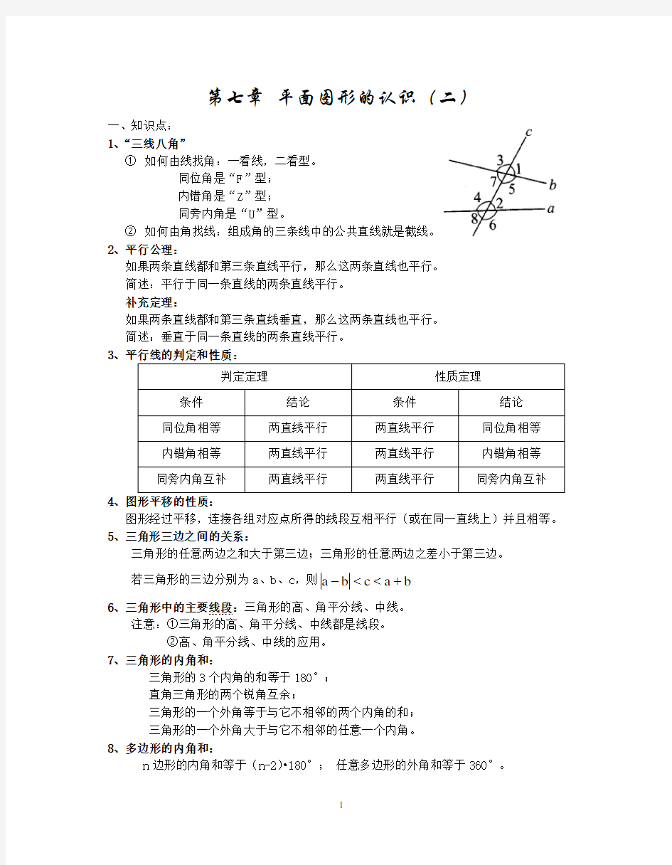 (完整word版)苏教版七年级下册数学知识点总结