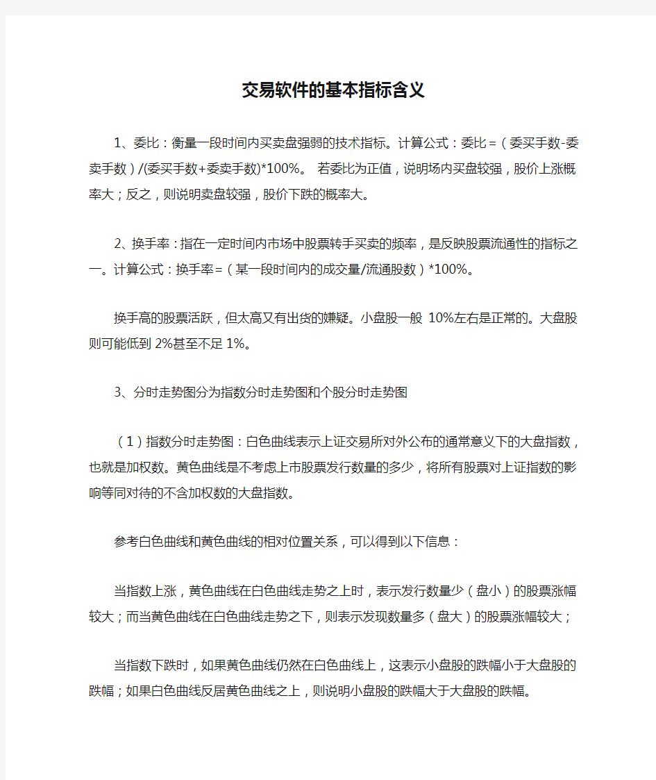 交易软件的基本指标含义