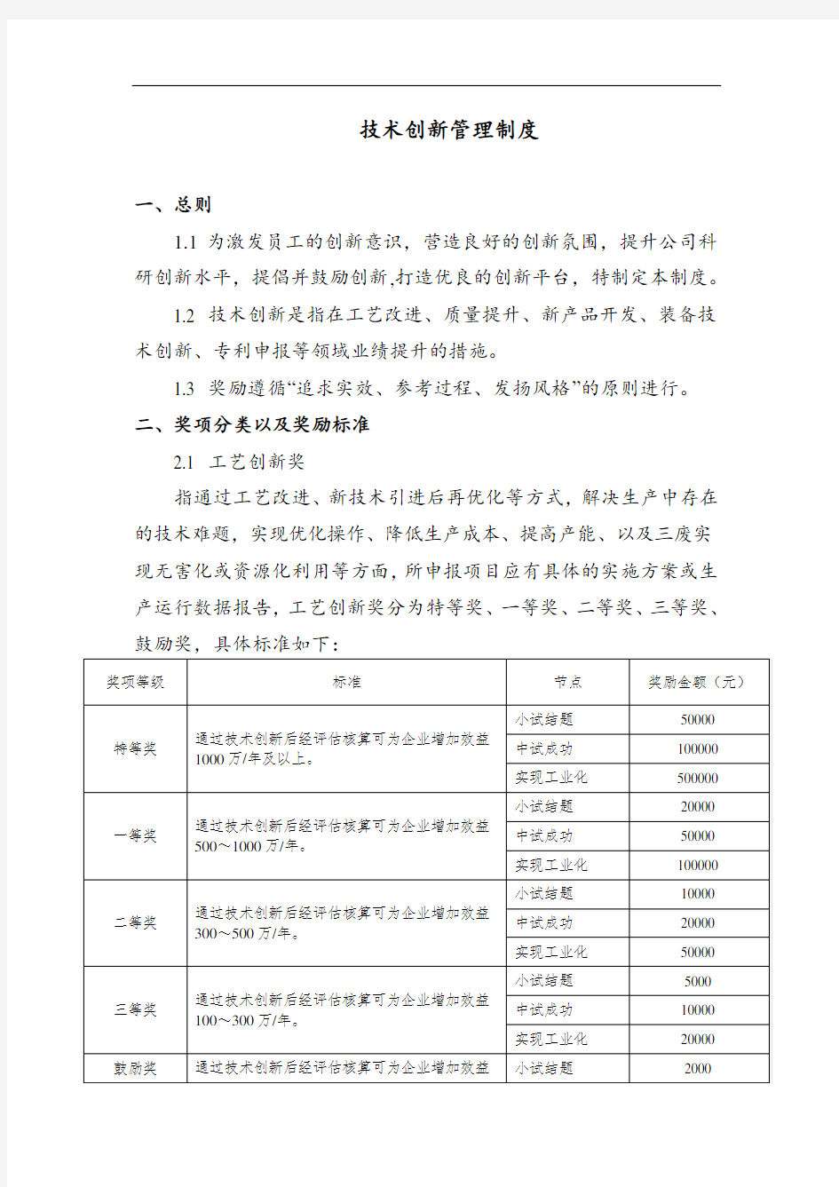 技术创新管理制度(格式规范)