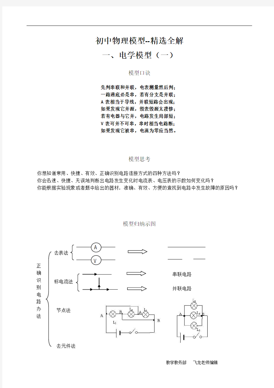 初中物理模型--最新版