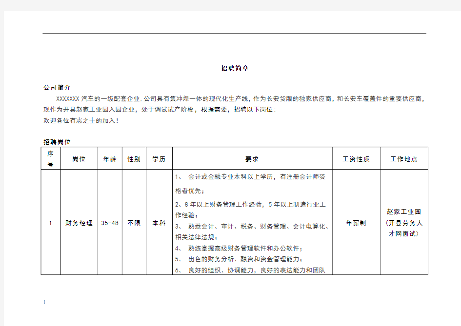 招聘简章模板