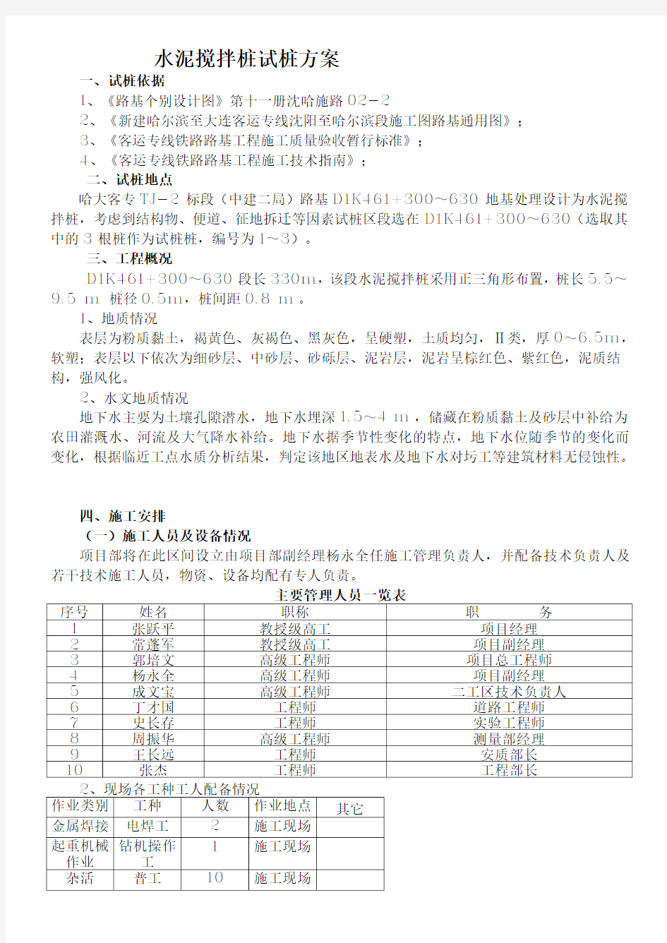 水泥搅拌桩试桩报告