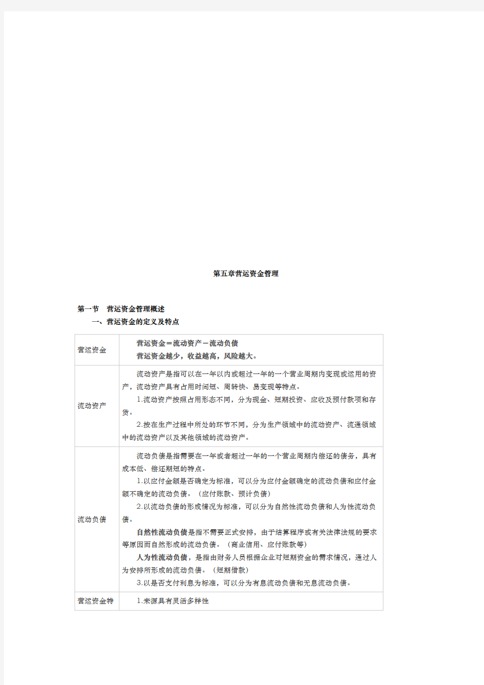 营运资金管理相关资料全