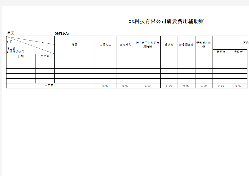 研发费用辅助账