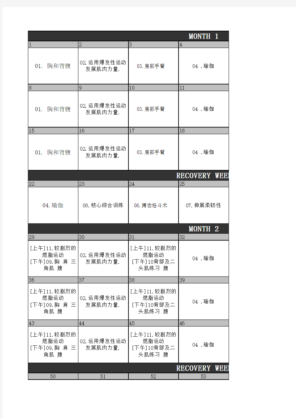 p90x_90天健身计划_中文课程表