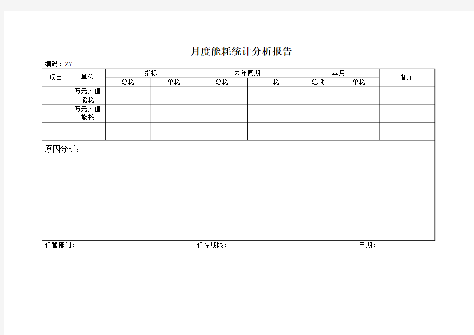 月度能耗统计分析报告