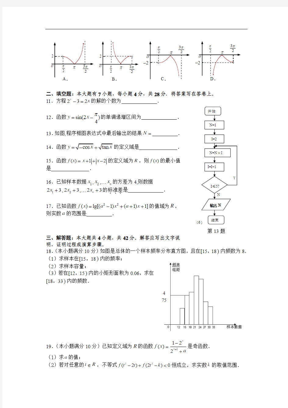 浙江省杭州十四中11-12学年高一上学期期末试题数学