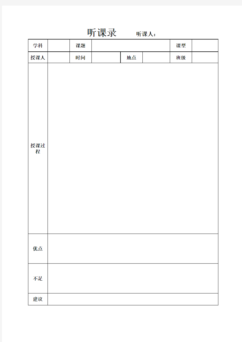 10科学课听课记录表