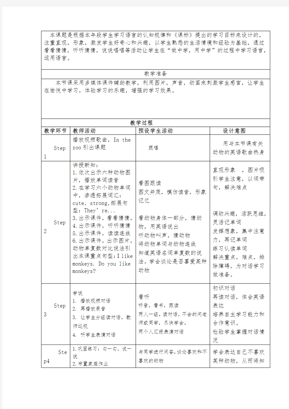 小学英语教学设计模板-(1)