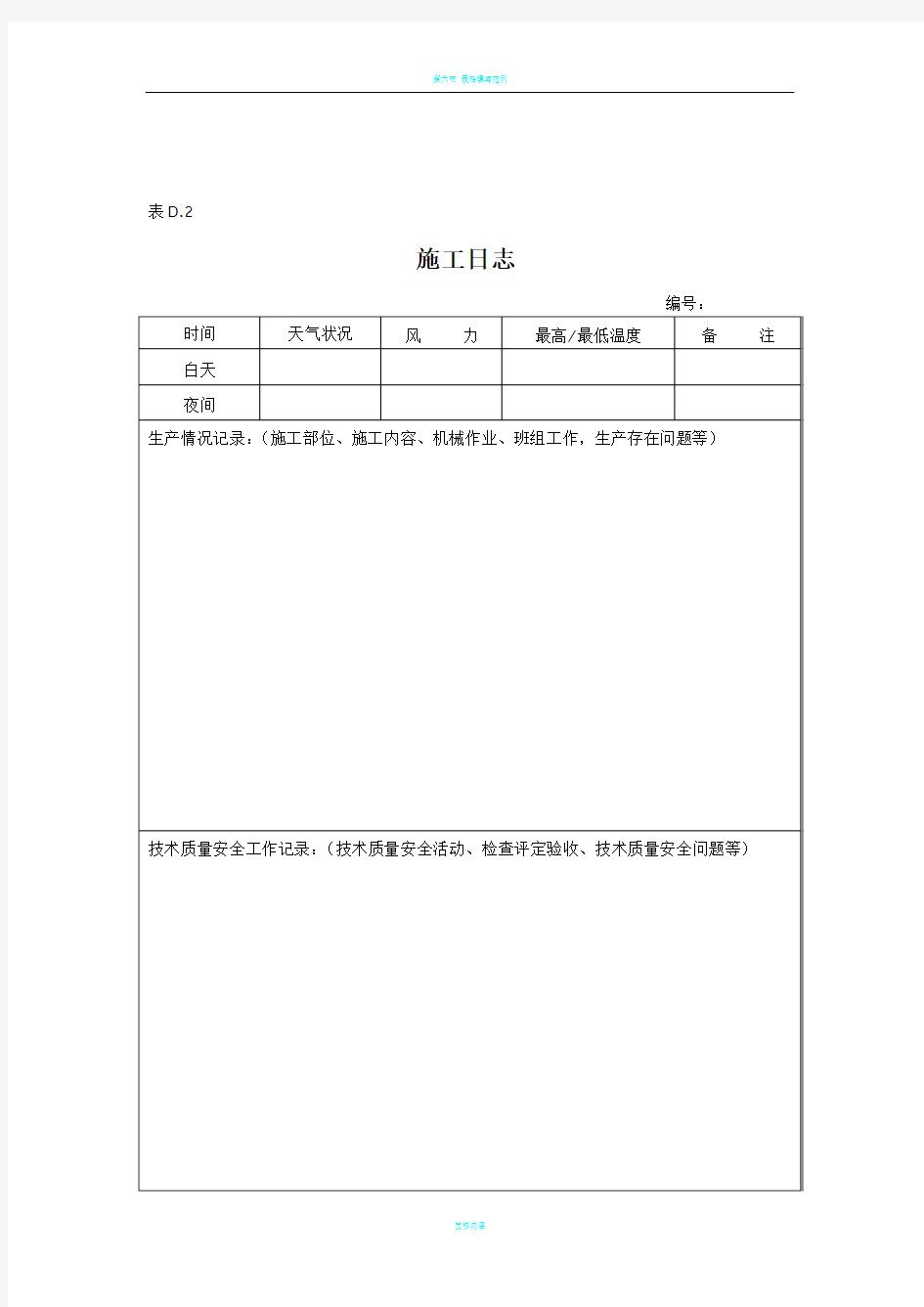 施工现场质量管理表格