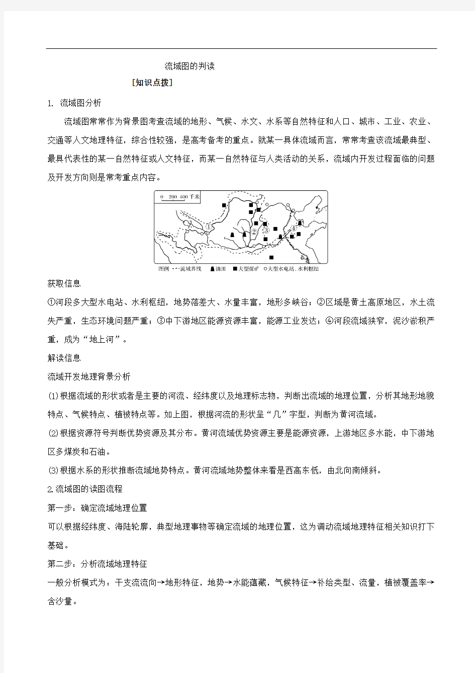 流域图的判读-高中地理图表提升练习