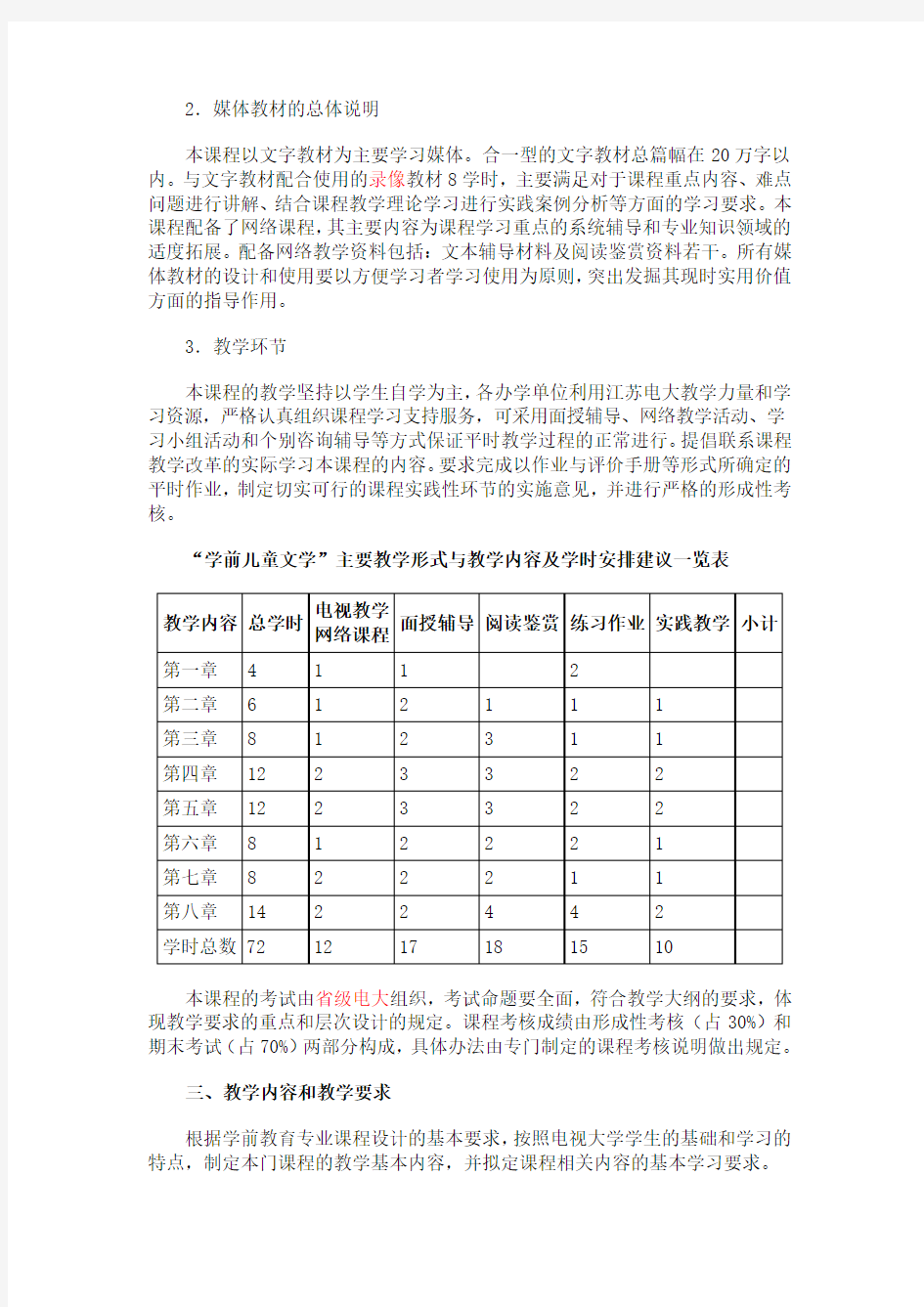 学前儿童文学课程教学大纲